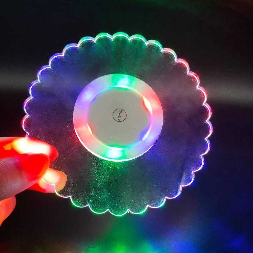 Super Thin Acrylic Luminous Coaster Flashing Drink Coaster Light Emitting LED Cup Coaster Bar