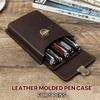 HIRAM Separate Design Pen Case for Fountain Simple Slim Holds 5 Genuine Leather Pens, Design, Pens, (Coffee)