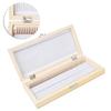 50PCS Biology Glass Prepared Microscope Slides Specimens Wooden Slide Storage Box Case