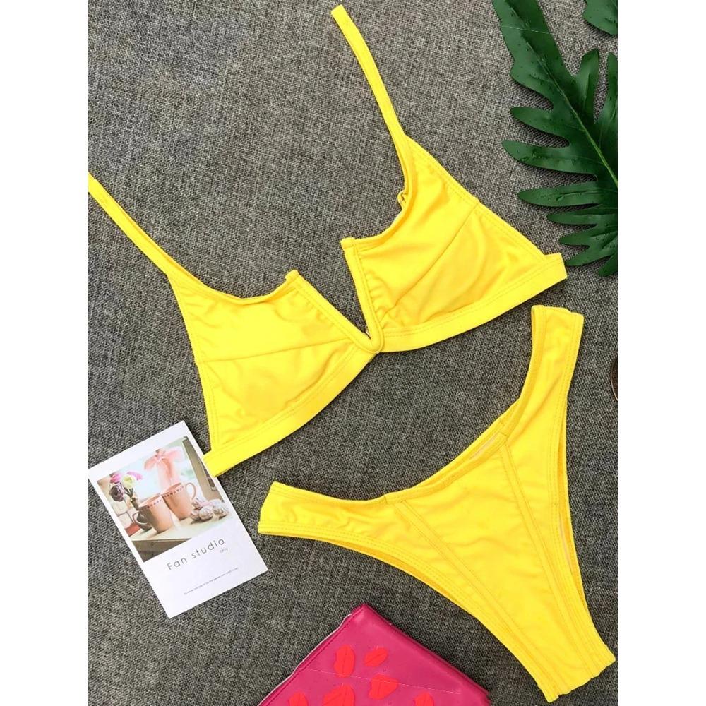 Splicing Denim V Shaped Thong Bikini Women Swimsuit Female Swimwear Two Pieces Bikini Set Bather Push Up Bathing Suit Swim Lady