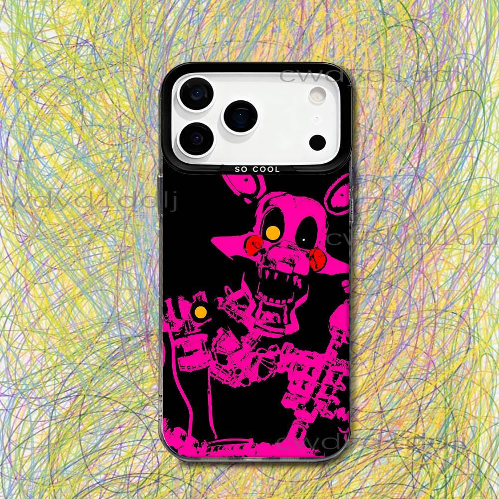 Fnaf Five-nights-At-Freddys Phone Case For iPhone 17,16,15,14,13,12,X,8,Pro,Max,Plus,SE4,Air,Mini HD Black IMD Matte
