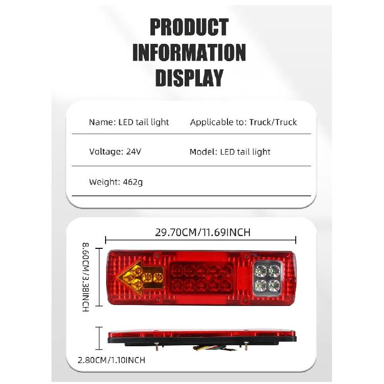 2Pcs 24V 19LED Truck TailLight Bar Turn Signal Lamp Stop Lights For Trailer Pickup Lorries Boat Light Assembly Reversing Lights