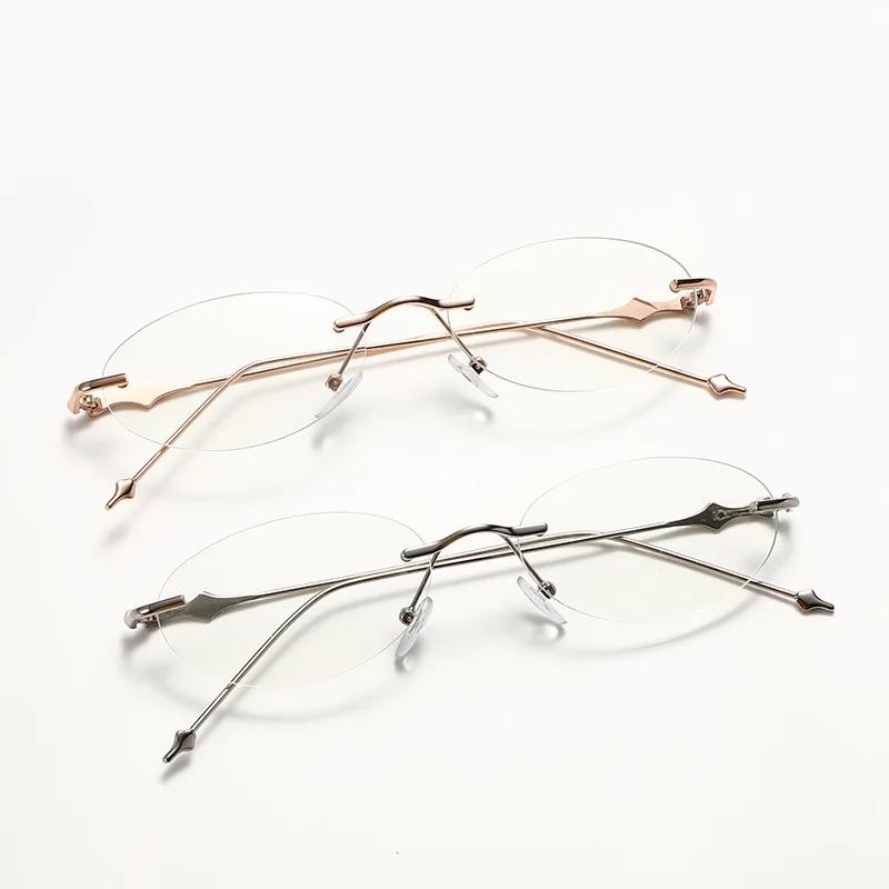 Small Oval Photochromic Myopia Glasses Women Men Fashionable Frameless Minus Diopter Glasses Trendy Outdoor Eyewear0-1.0-4.0