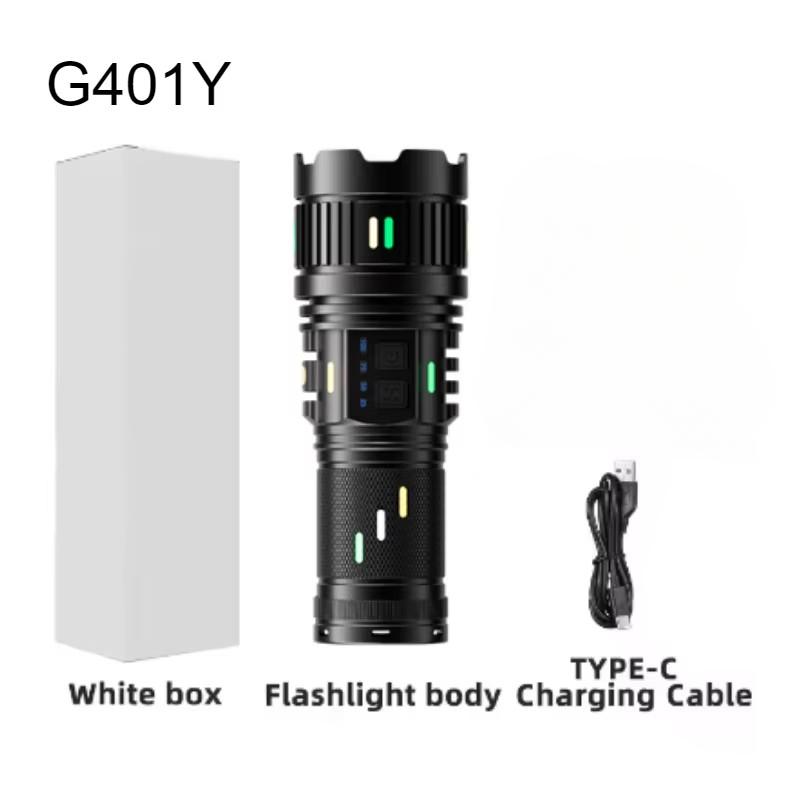 

Мощный светодиодный фонарик с USB-зарядкой, зум-фонарь с индикатором заряда, сильный свет 100 Вт, кемпинговый аварийный фонарь Short G401Y-No Battery