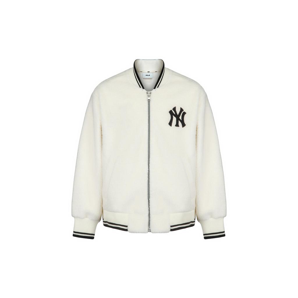 MLB New York Yankees Velvet Jackets Unisex Ivory White Baseball Collar Thickened 3AJPF0116-50CRS
