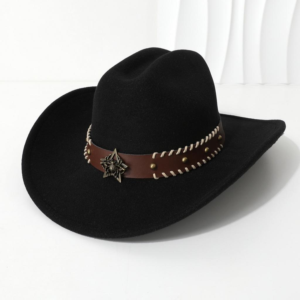 New fashion couple hats for men and women, ethnic style suede cowboy hats, jazz hats, sunshade beach hats, wide-brimmed hats