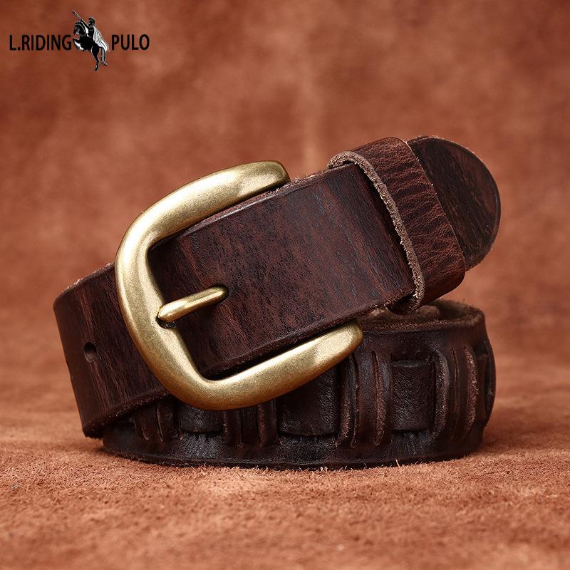 Men's Hand-Woven Leather Belt Leather Pin Buckle Fashion Personality Trend Vintage First Layer Cowhide Belt Men's
