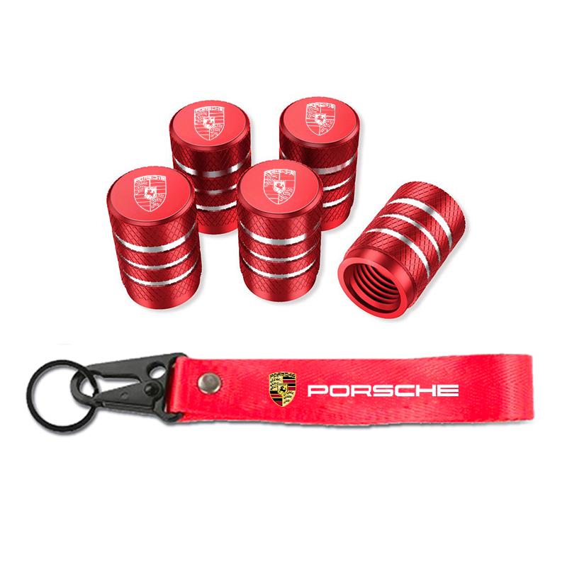 Car Wheel Tire Valve Stem Cover Car Keychain KeyringFor Porsche Panamera Spyder Carrera Macan Boxster Cayman Cayenne 911 970 981 GZ2