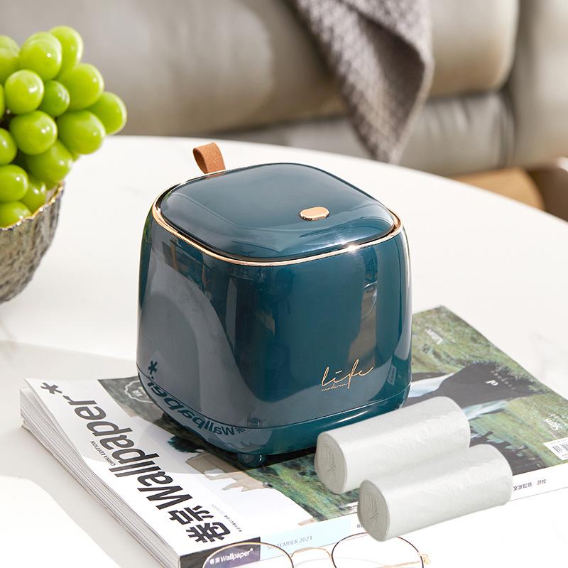 Compact Desktop Waste Bin with Bags - Press-Type