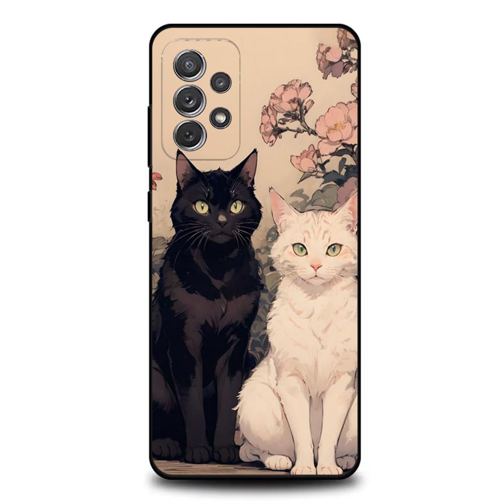 1 Stück Süße Schwarz-Weiß-Katze Handyhülle Für Samsung S25,S24,S21,S22,S23,S30,Ultra,S20,Plus,Fe,Lite,Note,10,9,5G Schwarze Hülle