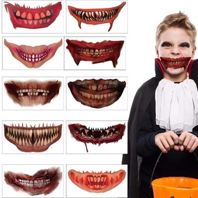 Halloween Mouth Tattoos Party Horror Scary Lips