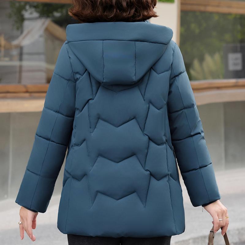 Plus Size Middle Age Women Winter Coats Hooded Elegant Thick Warm Embroidery Parkas Female Jackets