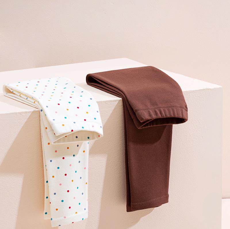 Zweiteiliges Set: Hochelastische, gebürstete Baumwoll-Leggings für Mädchen für Herbst/Winter