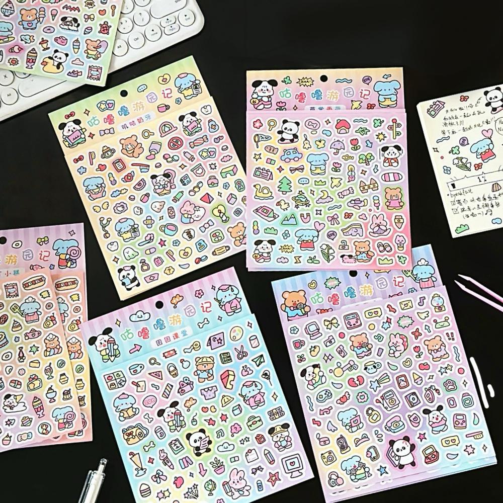 

2 шт./набор Каваий DIY Набор наклеек для карточек Гу Милые мультяшные животные Держатель для карточек Украшение Милое DIY Канцелярское украшение для блокнота