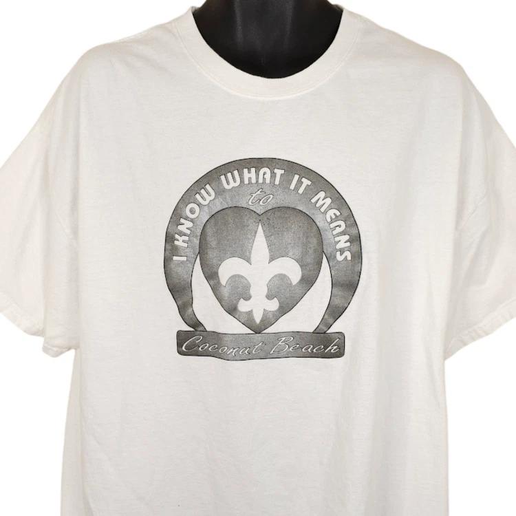 

Vintage Coconut Beach 100% Cotton T-shirt Mens Tees Top Mens Size 2XL White Y2K New Orleans Volleyball 3XL