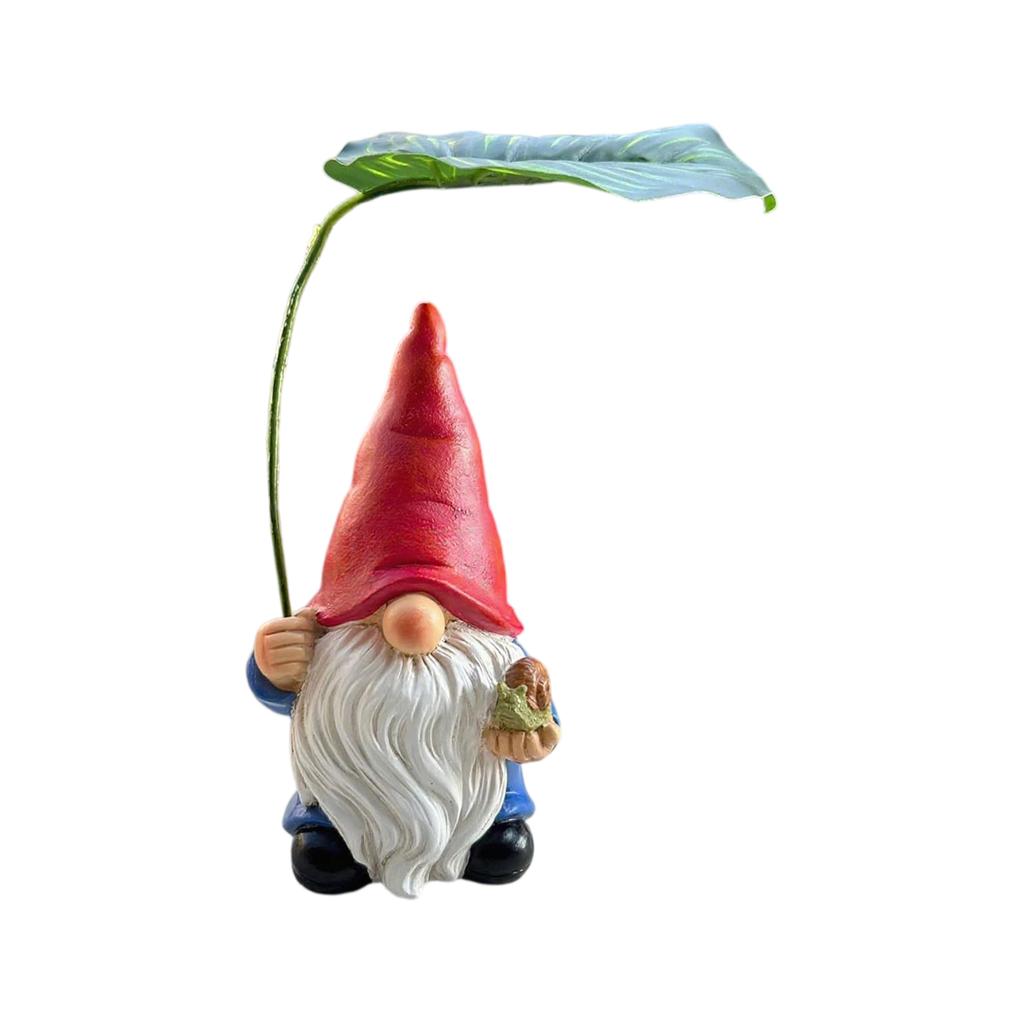 Garden Gnome Statue Decoration With Leaf Umbrella Figurine Decoration For Indoor And Outdoor Patio  For Gnome Lovers And Enthusiasts