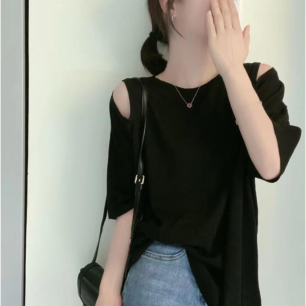 Strapless T-shirt Women's Short-sleeved Summer Casual Large Size Women's Round Neck T-shirt