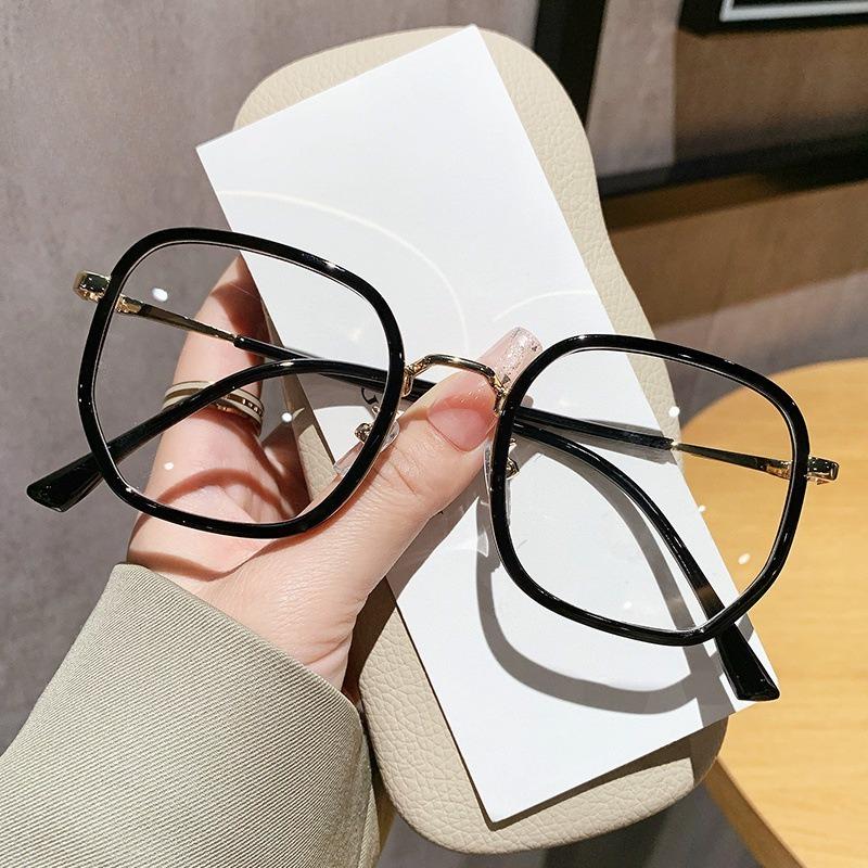 Retro Fashion Polygonal Anti-Blu-Ray Glasses Women Men Computer Anti-Radiation Glasses Interchangeable Lens