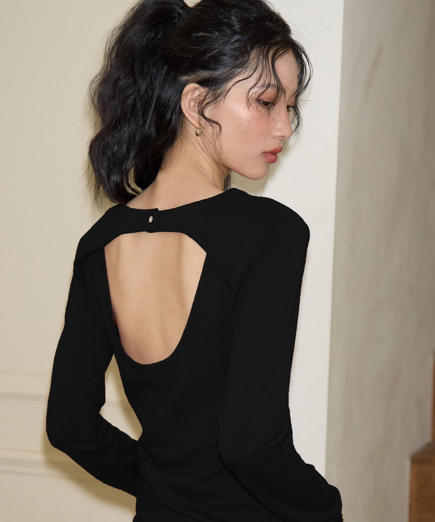 Salon De Yon Back Point Sleeve T_ Black S