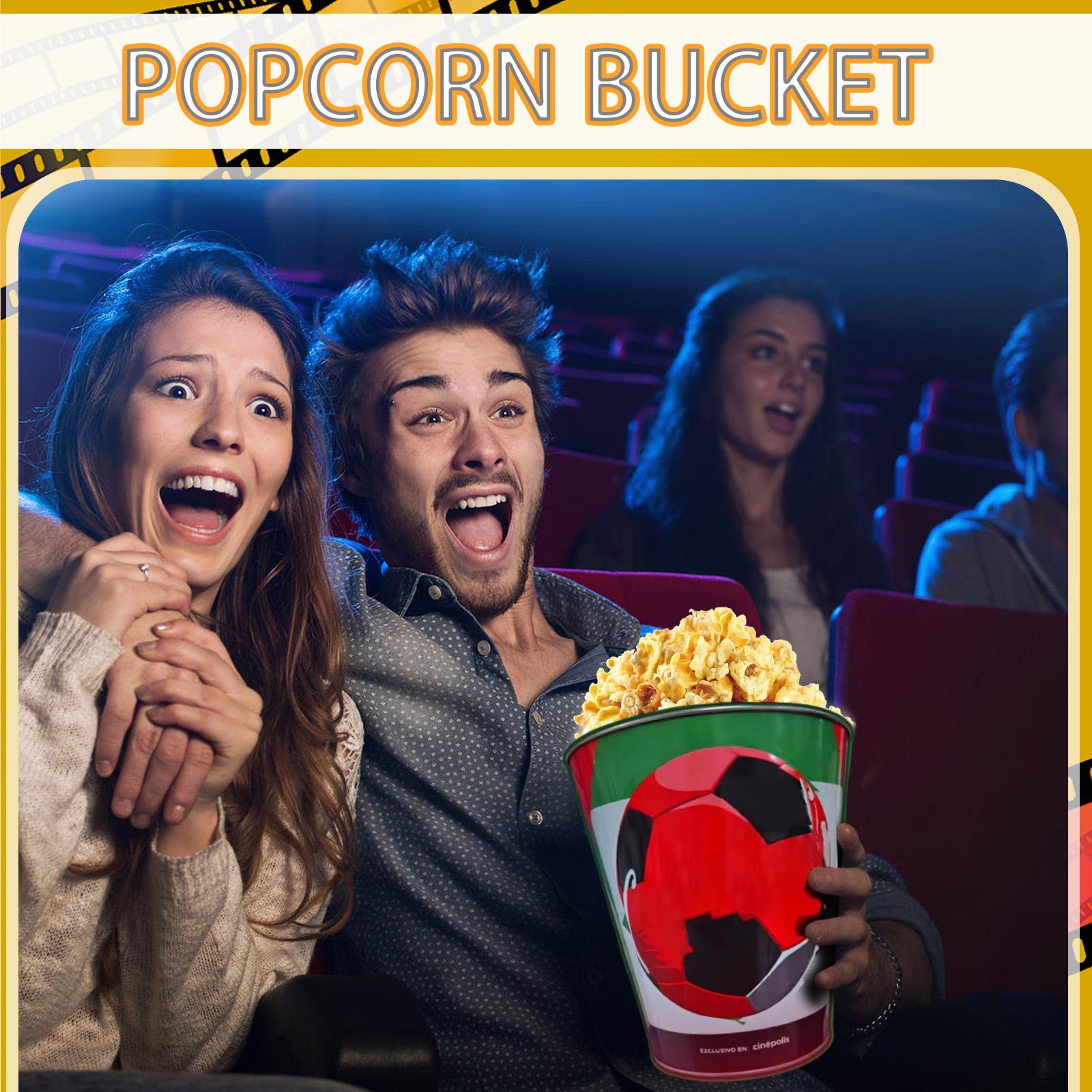 

Large Popcorn Bucket Container with Soccer Ball Design and Geometric Pattern for Movie Theaters and Events Durable Plastic Material One Size