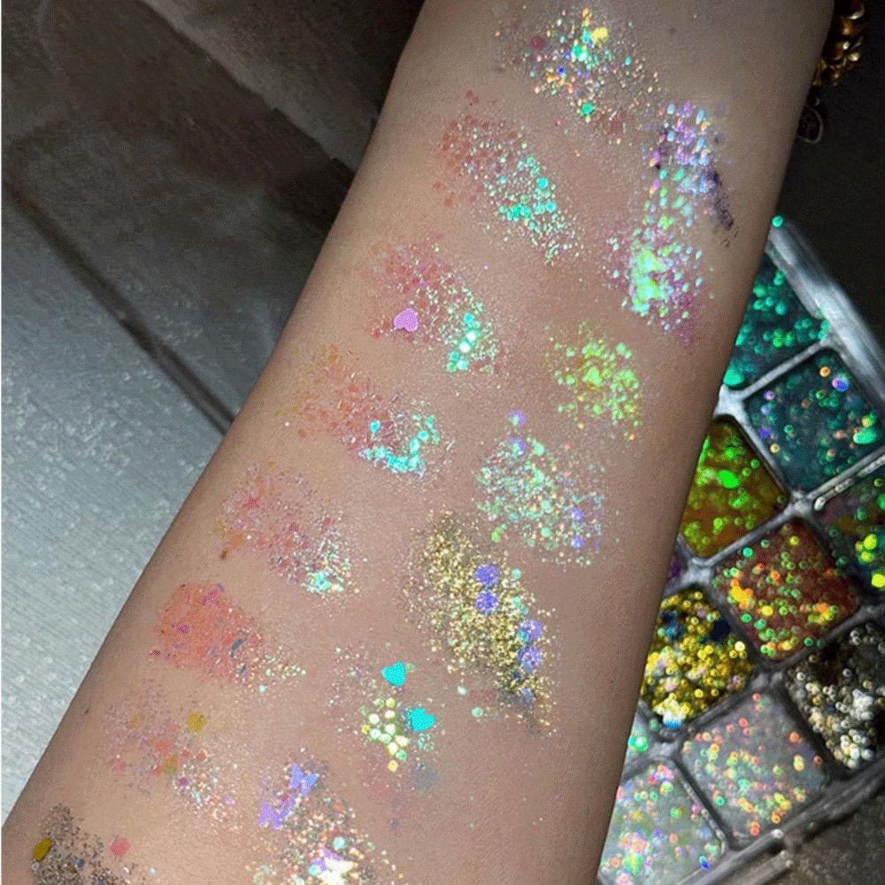 Sechzehn-funkelnde magische Lidschattenpalette, perlmuttfarben matt hell, koreanisches Make-up Lidschatten Bühnenauftritt