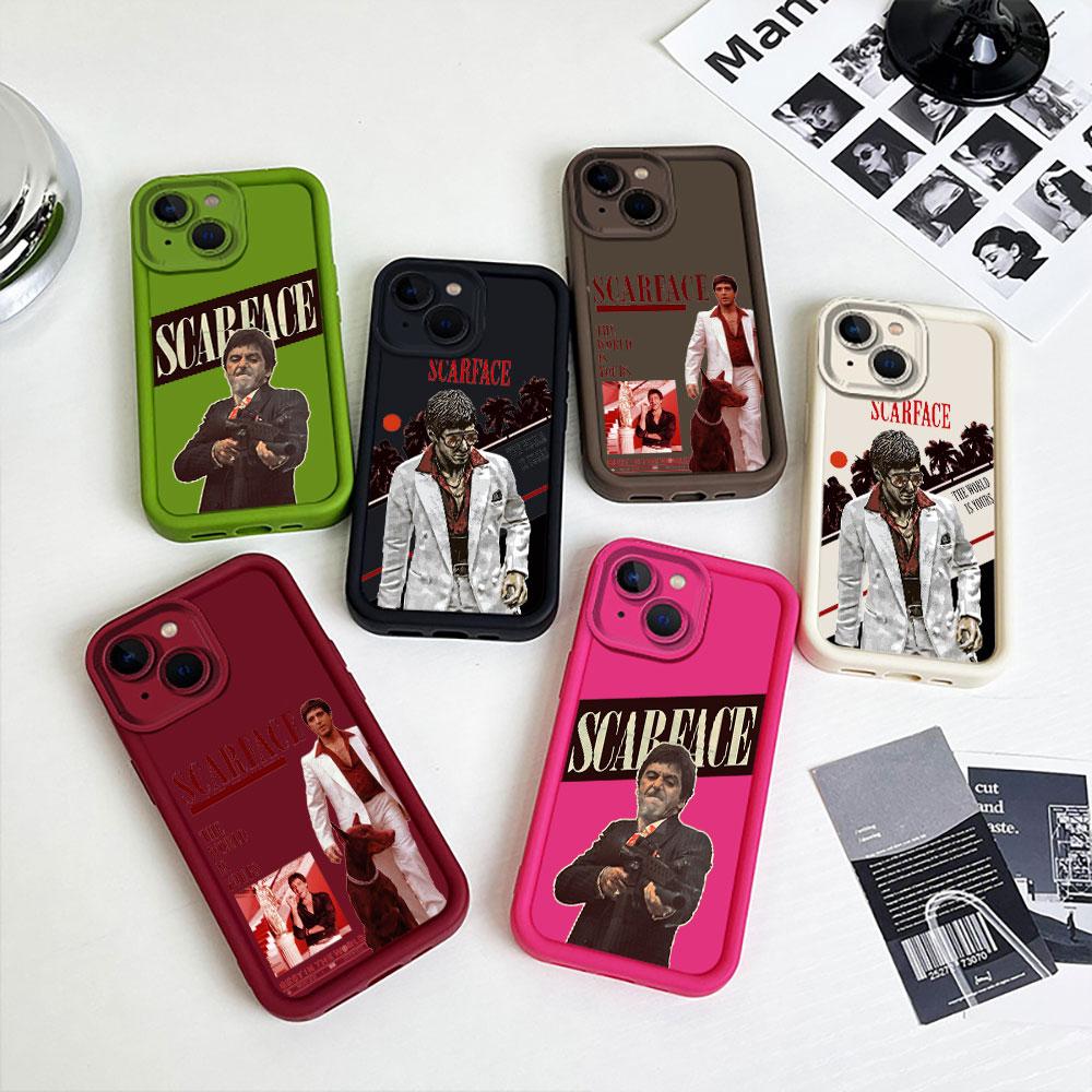 Liquid Silicone Cases For iPhone 15 14 13 12 11 Pro Max 7 8 16 X XS 14 15ProMax Phone Case Scarface 1983 film Al Pacino Covers