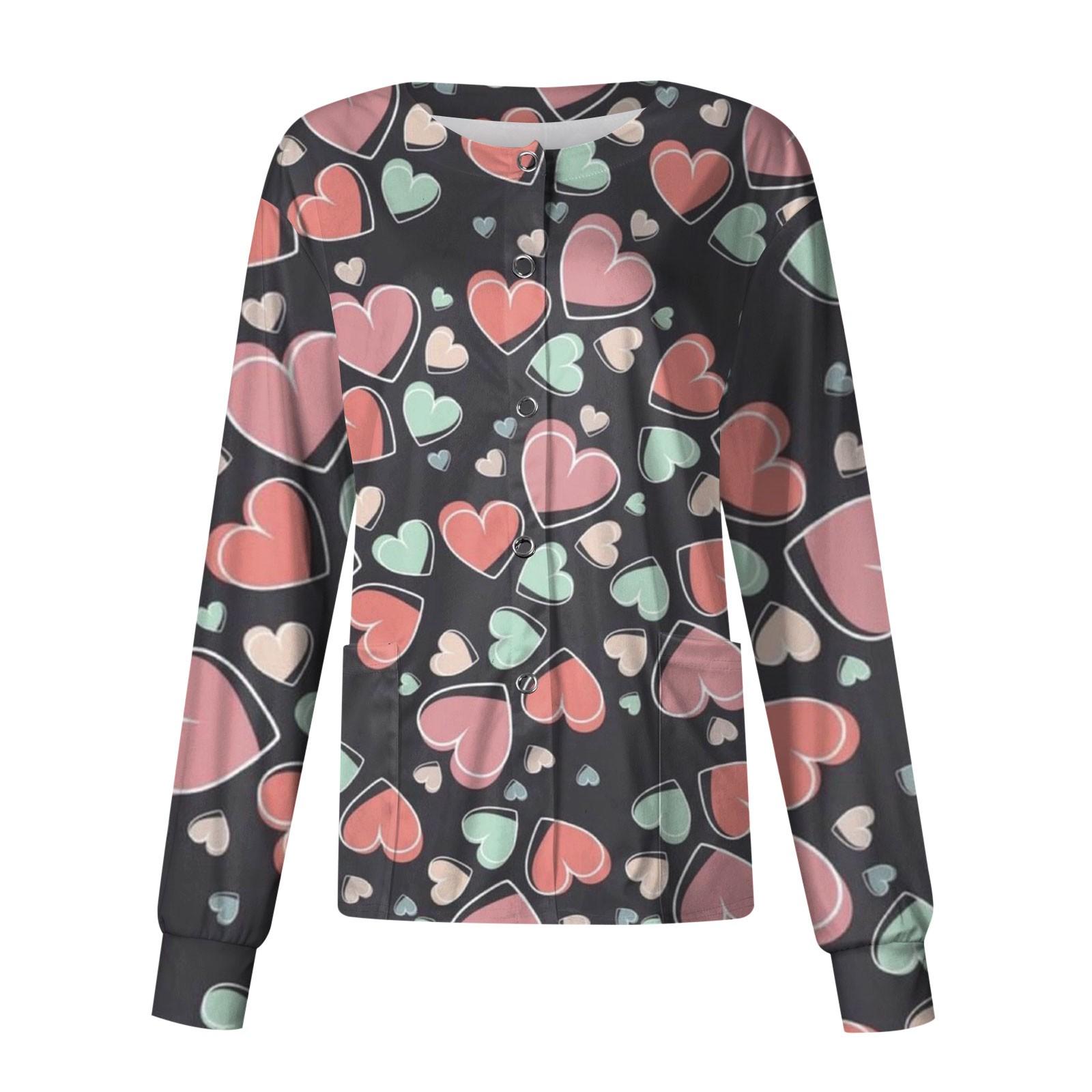 

Женский повседневный однобортный однобортный костюм с длинными рукавами и принтом на День святого Валентина, топ-кардиган XXL