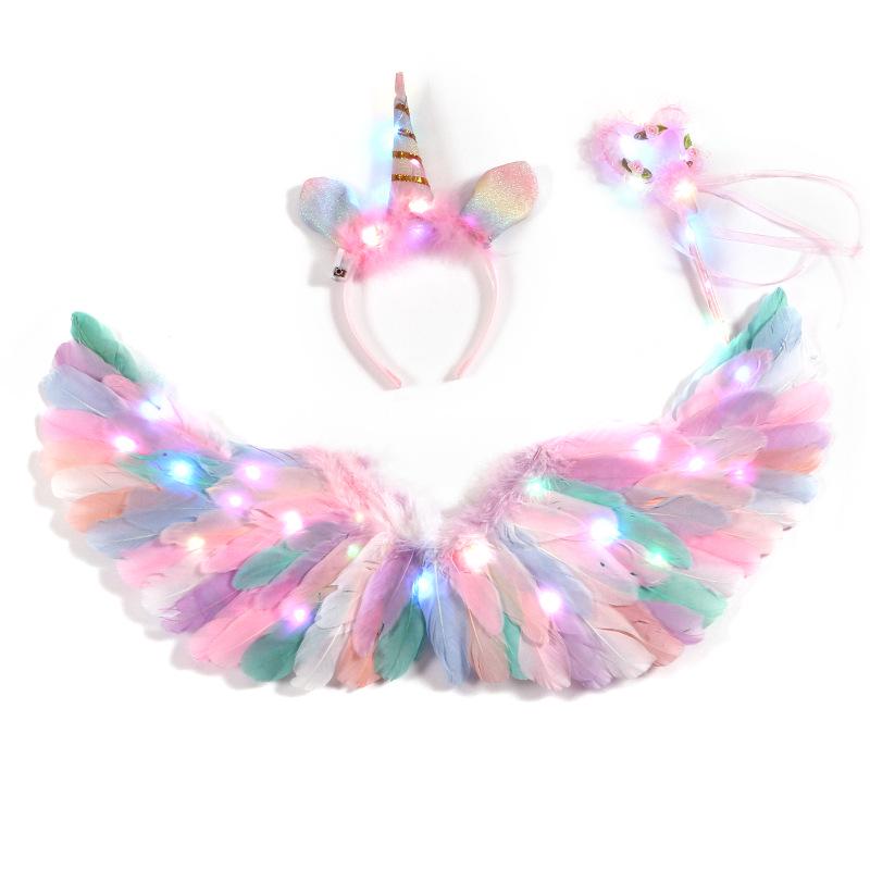 Children's Glowing Angel Feather Wings Costume Prop for Girls & Adults - Fairy, Elf, Cosplay & Photoshoots