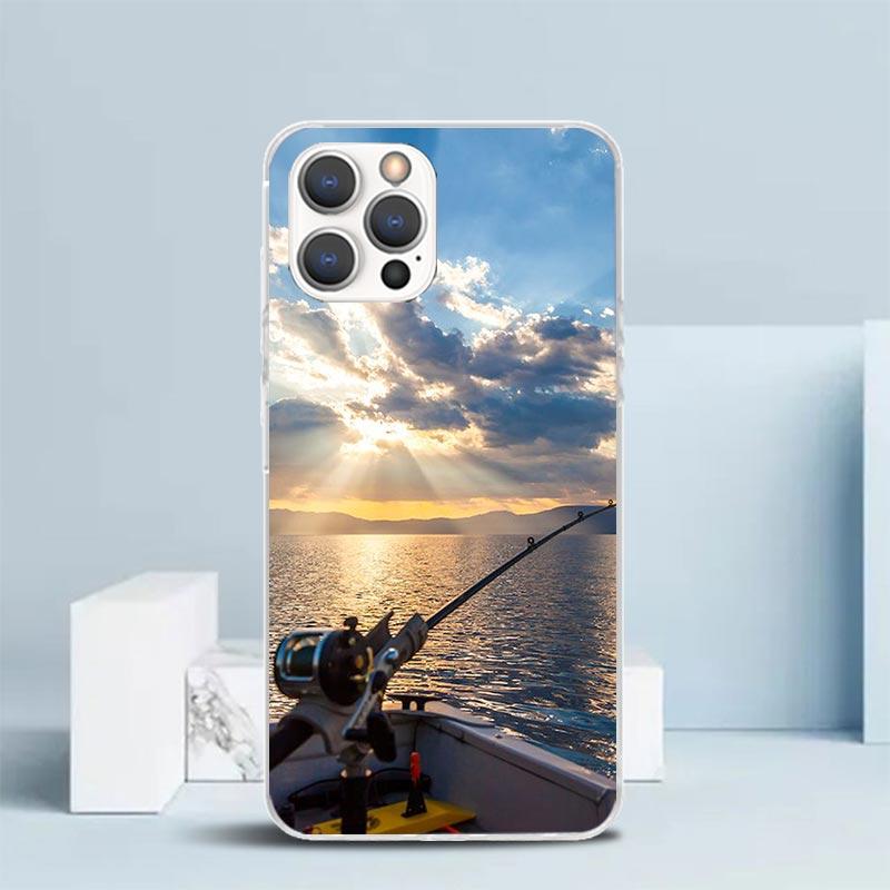 Offshore Angling Fishing Fish Rod Phone Case For IPhone 16 17 Air 16E 15 14 Plus 13 Mini 12 11 Pro Max 7 8 + SE 2020 Soft TPU Ba