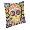 Κάλυμμα Μαξιλαριού Ζάχαρης Νεκρών 55x55 εκ. Halloween Μεξικάνικα Λουλούδια Μαλακά Πολυτελή Καλύμματα Διακοσμητικών Μαξιλαριών για Καναπέ Μαξιλαροθήκη