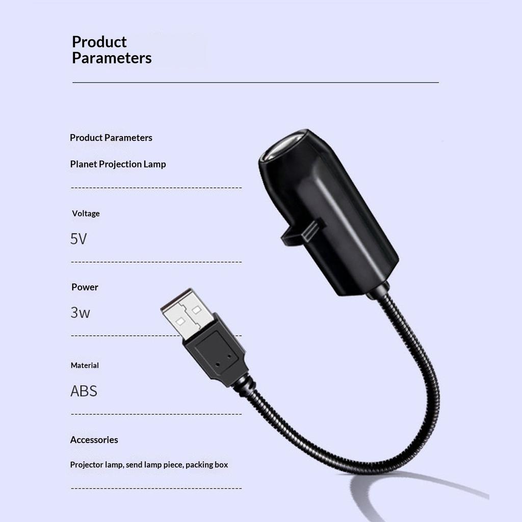 USB LED Projector Light 10 Pattern Adjustable Moon Planet Galaxy Projection Lamp Wall Decor Starry Sky Night Light Festival Gift