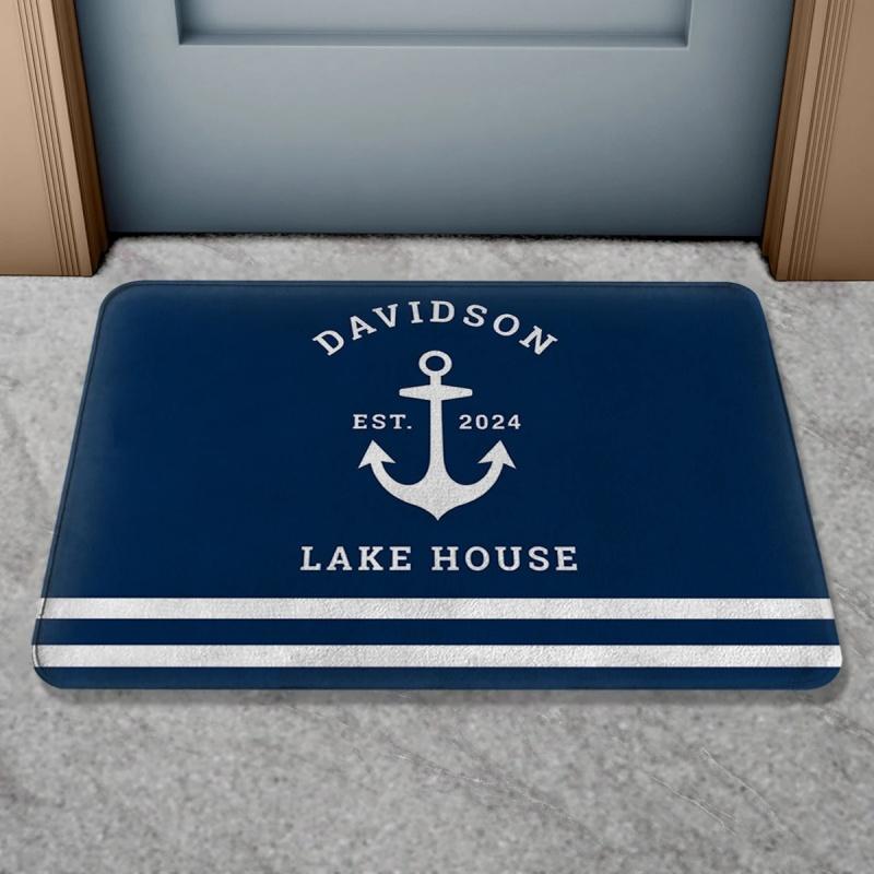 Welcome Aboaro Your Boat Name Since Floor Mat Personalized Nautical Rug Door Mat Entrance Carpet for Bathroom Welcome Mat