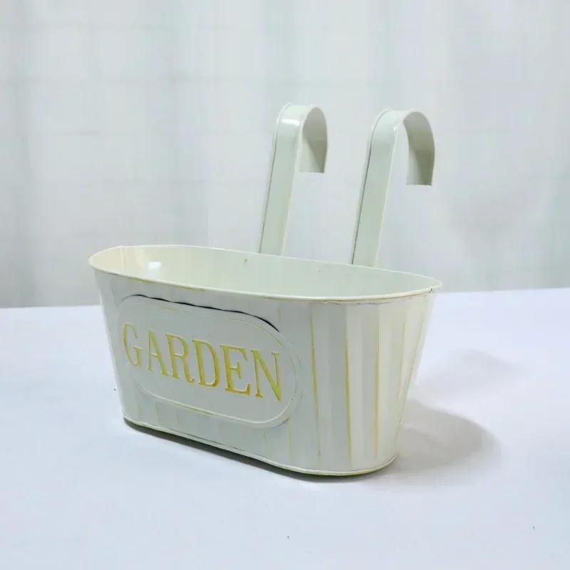 Кованый Эллипс Двойной Крючок Цветочный Горшок Стена Настенное Крепление Подвесная Ваза Вилла Двор Сад Растение Стена Декорировать