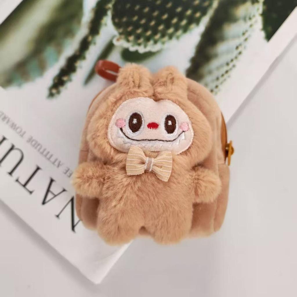 Small Labubu Backpack Cartoon Cute Coin Purse Plush Toy Backpack Pendant Stall Children's Birthday Gift