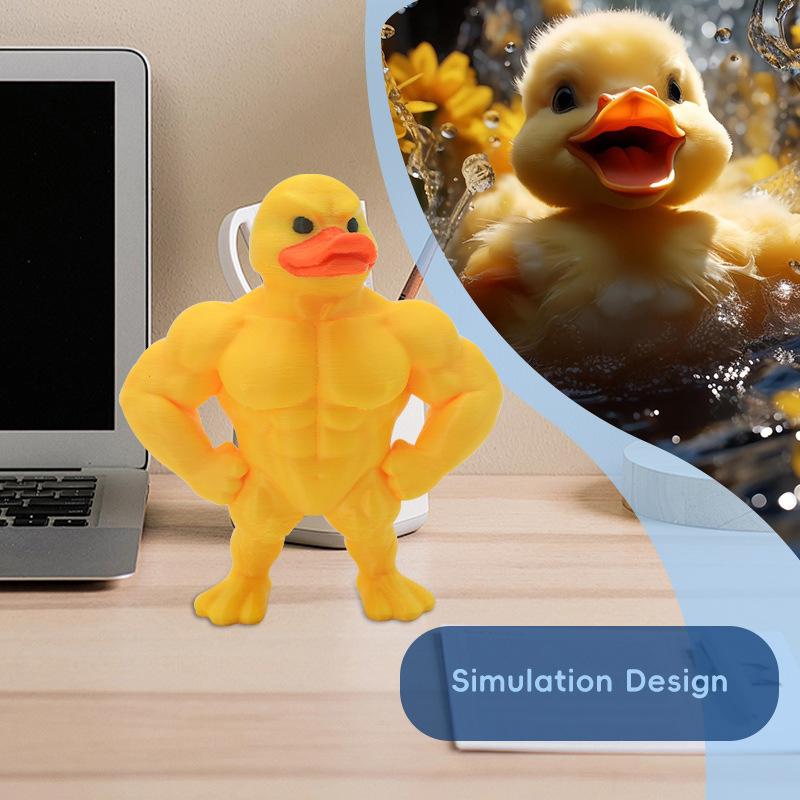 Muscle Duck Statue 3D Desktop Decor Cute Bookshelf Whimsical Figurine Home Accessory Party Favor Funny Gift For Kids Adults
