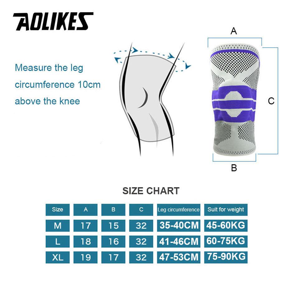 Aolikes Knee Brace Silicone Gel Spring Support For Men Women Workout Meniscus Tear Joint Pain Relief Knee Sleeve