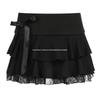 Dark Lace Patchwork Bowknot Ballet A-Line Micro Mini Skirt