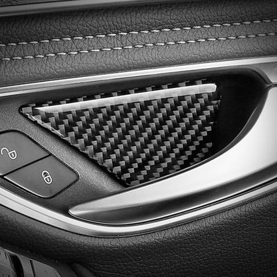 4PCS Carbon Fiber Car Interior Door Handle Bowl Covers Car Sticker Auto Accessories For Mercedes Benz C Class W205 C180 C200