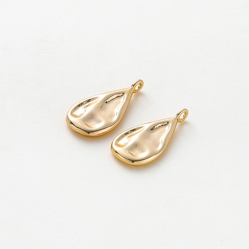 4pcs/lot 18K Gold Color Plated Wave Pattern Drop Shape Pendants Charms Leaves Necklace Pendant For DIY Jewelry Making  Supplies