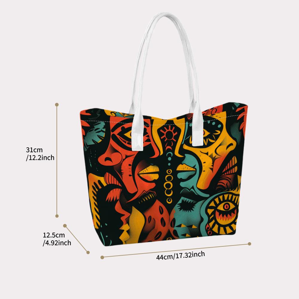 Bohemian Totem Print Women Large Shoulder Tote for Daily Outing