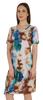 Moomaya Cotton Jersey Printed Midi Dress For Women V-Neck Summer Short Sleeves Knee Length