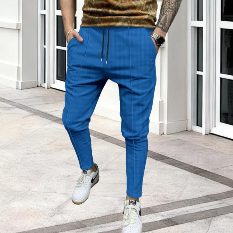 New Straight Solid Color Waffle Sports Comfortable Casual Trousers