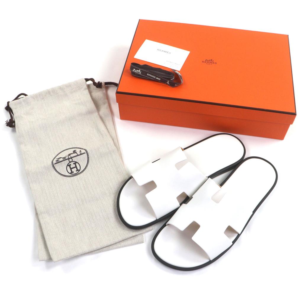 Pristine HERMES Sandals Izmir slide white leather mens 42 Used