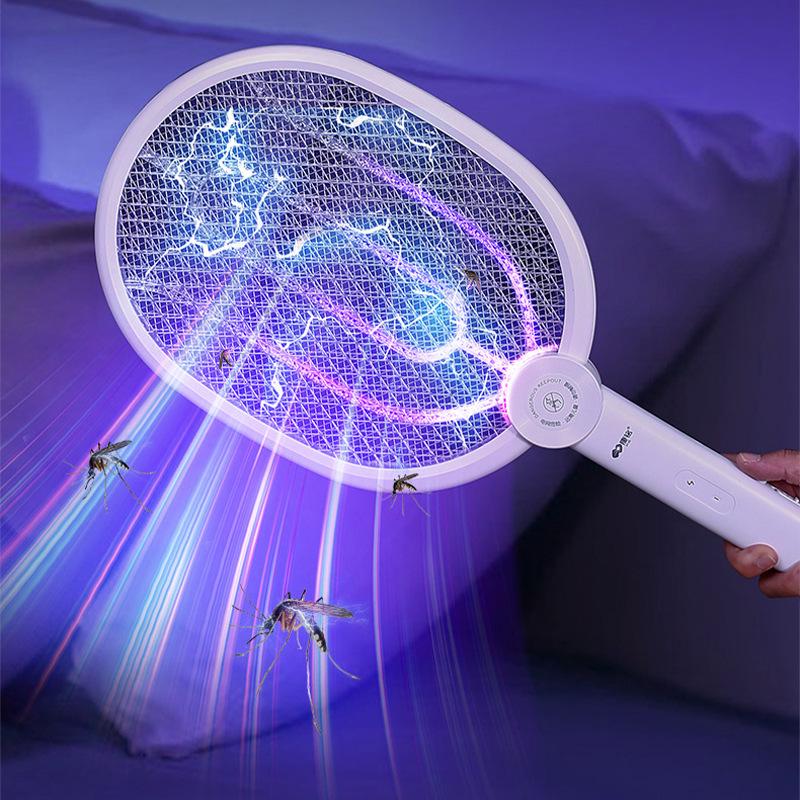 Kangming Wiederaufladbares Elektrisches Fliegenklatsche: Leistungsstarker Fliegen- und Mückenvernichter, Zwei-in-Eins-Stromgitter für den Hausgebrauch.