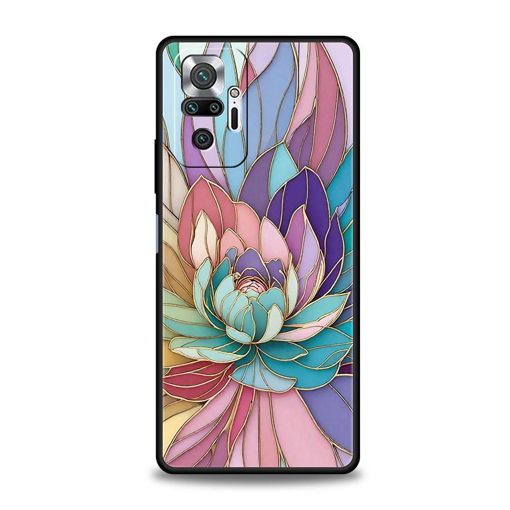Fashion Flower Pattern Phone Case For Xiaomi Redmi Note 14 13 5G 10 11 12 Pro Plus 4G 14C 13C 12C 10C Black Cover