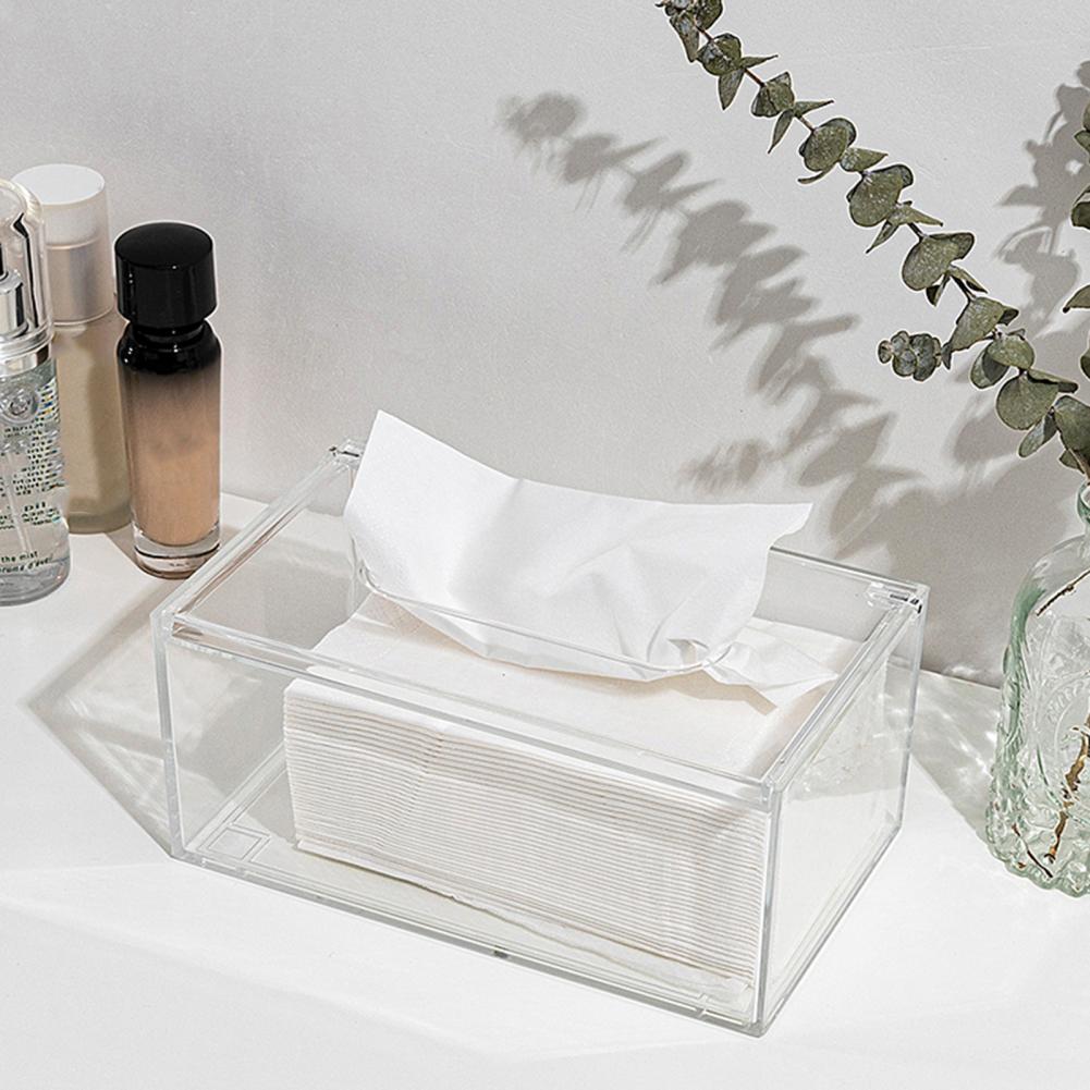 Tissue Box Waterproof Transparent Visible Acrylic Clear Napkin Paper Storage Box Home Organizer Daily Use