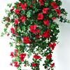 Artificial Azalea Flower Wall Hanging with Rattan and Greenery