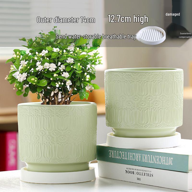Nordic Style White Ceramic Succulent Pot with Four Compartments