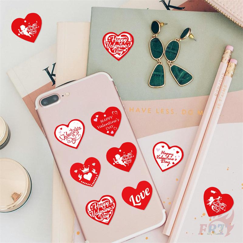 500Pcs/Roll Happy Valentine's Day. Red Hearts Kids Rewards Stickers - DIY Scrapbooks Album Decor Sealing Label Decals