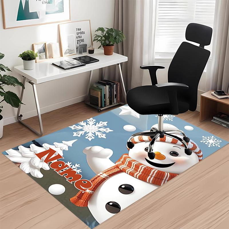 Custom Name Christmas Printed Carpet, for Office Chair Living Room Bedroom Kitchen Room Decor Gifts.